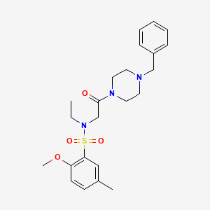 molecular formula C23H31N3O4S B4235059 N-[2-(4-benzylpiperazin-1-yl)-2-oxoethyl]-N-ethyl-2-methoxy-5-methylbenzenesulfonamide 