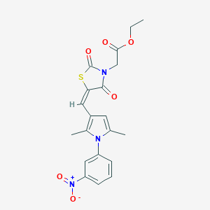 molecular formula C20H19N3O6S B423508 ethyl {5-[(1-{3-nitrophenyl}-2,5-dimethyl-1H-pyrrol-3-yl)methylene]-2,4-dioxo-1,3-thiazolidin-3-yl}acetate 