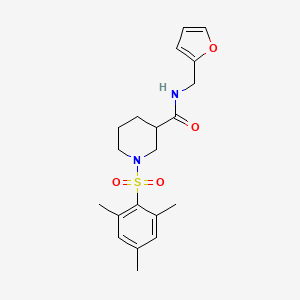 molecular formula C20H26N2O4S B4235098 N-[(FURAN-2-YL)METHYL]-1-(2,4,6-TRIMETHYLBENZENESULFONYL)PIPERIDINE-3-CARBOXAMIDE 