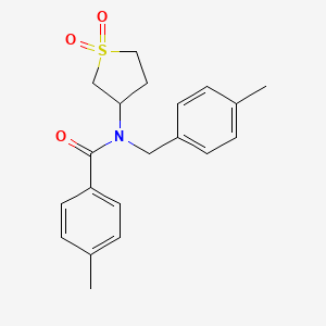 molecular formula C20H23NO3S B4235133 N-(1,1-dioxidotetrahydrothiophen-3-yl)-4-methyl-N-(4-methylbenzyl)benzamide 