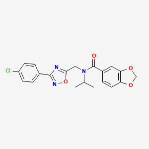 molecular formula C20H18ClN3O4 B4235233 N-{[3-(4-CHLOROPHENYL)-1,2,4-OXADIAZOL-5-YL]METHYL}-N-(PROPAN-2-YL)-2H-1,3-BENZODIOXOLE-5-CARBOXAMIDE 