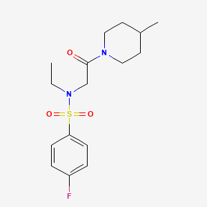 molecular formula C16H23FN2O3S B4235693 N-ethyl-4-fluoro-N-[2-(4-methylpiperidin-1-yl)-2-oxoethyl]benzenesulfonamide 