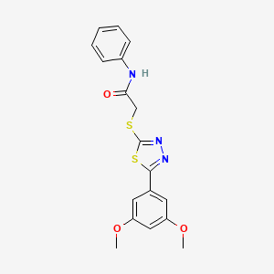 molecular formula C18H17N3O3S2 B4235809 2-{[5-(3,5-DIMETHOXYPHENYL)-1,3,4-THIADIAZOL-2-YL]SULFANYL}-N~1~-PHENYLACETAMIDE 