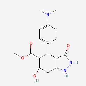 molecular formula C18H23N3O4 B4235847 methyl 4-[4-(dimethylamino)phenyl]-6-hydroxy-6-methyl-3-oxo-2,4,5,7-tetrahydro-1H-indazole-5-carboxylate 
