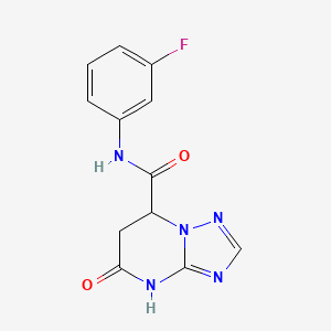 molecular formula C12H10FN5O2 B4235978 N-(3-fluorophenyl)-5-oxo-4,5,6,7-tetrahydro[1,2,4]triazolo[1,5-a]pyrimidine-7-carboxamide 
