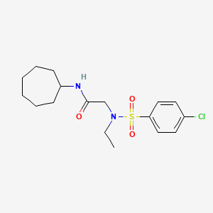 molecular formula C17H25ClN2O3S B4236010 N~2~-[(4-chlorophenyl)sulfonyl]-N-cycloheptyl-N~2~-ethylglycinamide 