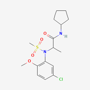 molecular formula C16H23ClN2O4S B4236147 N~2~-(5-chloro-2-methoxyphenyl)-N~1~-cyclopentyl-N~2~-(methylsulfonyl)alaninamide 