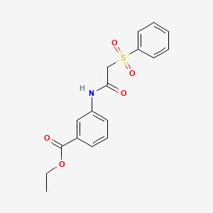 molecular formula C17H17NO5S B4236217 Ethyl 3-[[2-(benzenesulfonyl)acetyl]amino]benzoate CAS No. 5500-65-2