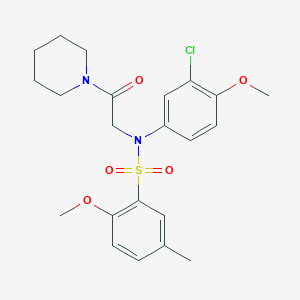 molecular formula C22H27ClN2O5S B4236233 N-(3-CHLORO-4-METHOXYPHENYL)-2-METHOXY-5-METHYL-N-[2-OXO-2-(PIPERIDIN-1-YL)ETHYL]BENZENE-1-SULFONAMIDE 