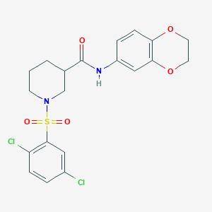 molecular formula C20H20Cl2N2O5S B4236352 1-(2,5-dichlorophenyl)sulfonyl-N-(2,3-dihydro-1,4-benzodioxin-6-yl)piperidine-3-carboxamide 