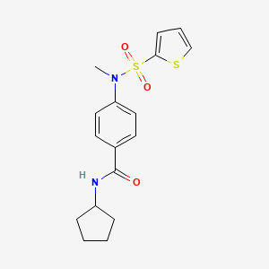 molecular formula C17H20N2O3S2 B4236377 N-cyclopentyl-4-[methyl(thiophen-2-ylsulfonyl)amino]benzamide 