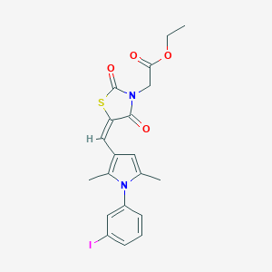 molecular formula C20H19IN2O4S B423662 ethyl (5-{[1-(3-iodophenyl)-2,5-dimethyl-1H-pyrrol-3-yl]methylene}-2,4-dioxo-1,3-thiazolidin-3-yl)acetate 