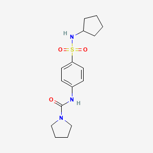 molecular formula C16H23N3O3S B4236658 N-[4-(cyclopentylsulfamoyl)phenyl]pyrrolidine-1-carboxamide 