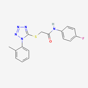 molecular formula C16H14FN5OS B4237001 N-(4-fluorophenyl)-2-{[1-(2-methylphenyl)-1H-tetrazol-5-yl]thio}acetamide 