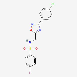 molecular formula C15H11ClFN3O3S B4237205 N-{[3-(4-CHLOROPHENYL)-1,2,4-OXADIAZOL-5-YL]METHYL}-4-FLUOROBENZENE-1-SULFONAMIDE 