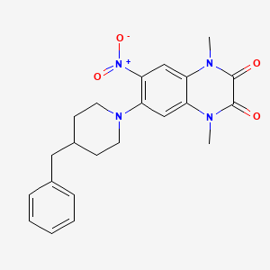 molecular formula C22H24N4O4 B4237516 6-(4-Benzylpiperidin-1-yl)-1,4-dimethyl-7-nitro-1,4-dihydroquinoxaline-2,3-dione 