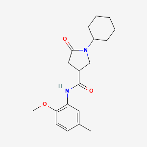 molecular formula C19H26N2O3 B4237569 1-cyclohexyl-N-(2-methoxy-5-methylphenyl)-5-oxopyrrolidine-3-carboxamide 