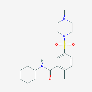 molecular formula C19H29N3O3S B4237612 N-cyclohexyl-2-methyl-5-[(4-methylpiperazin-1-yl)sulfonyl]benzamide 