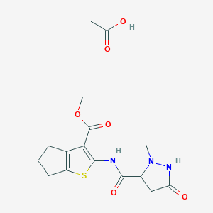 molecular formula C16H21N3O6S B4237781 acetic acid;methyl 2-[(2-methyl-5-oxopyrazolidine-3-carbonyl)amino]-5,6-dihydro-4H-cyclopenta[b]thiophene-3-carboxylate 