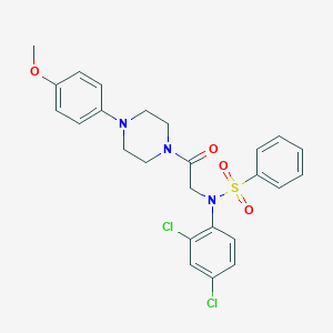 molecular formula C25H25Cl2N3O4S B423791 N-(2,4-dichlorophenyl)-N-[2-[4-(4-methoxyphenyl)piperazin-1-yl]-2-oxoethyl]benzenesulfonamide 
