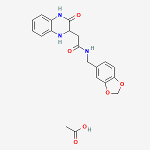 molecular formula C20H21N3O6 B4238022 acetic acid;N-(1,3-benzodioxol-5-ylmethyl)-2-(3-oxo-2,4-dihydro-1H-quinoxalin-2-yl)acetamide 