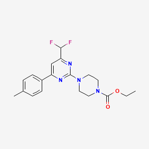 molecular formula C19H22F2N4O2 B4238073 Ethyl 4-[4-(difluoromethyl)-6-(4-methylphenyl)pyrimidin-2-yl]piperazine-1-carboxylate 