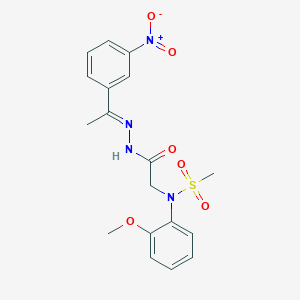 molecular formula C18H20N4O6S B423808 N-{2-[2-(1-{3-nitrophenyl}ethylidene)hydrazino]-2-oxoethyl}-N-(2-methoxyphenyl)methanesulfonamide 