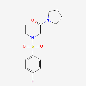 molecular formula C14H19FN2O3S B4238136 N-ETHYL-4-FLUORO-N-[2-OXO-2-(PYRROLIDIN-1-YL)ETHYL]BENZENE-1-SULFONAMIDE 