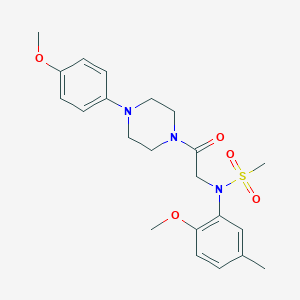molecular formula C22H29N3O5S B423829 N-(2-methoxy-5-methylphenyl)-N-[2-[4-(4-methoxyphenyl)piperazin-1-yl]-2-oxoethyl]methanesulfonamide 