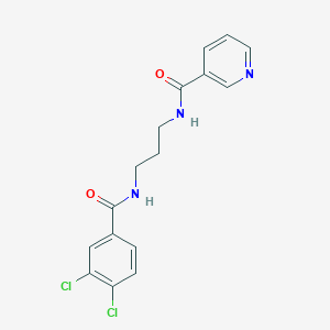 molecular formula C16H15Cl2N3O2 B4238295 N-(3-{[(3,4-dichlorophenyl)carbonyl]amino}propyl)pyridine-3-carboxamide 
