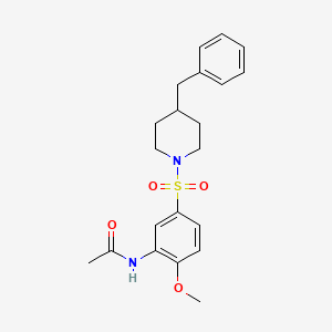 molecular formula C21H26N2O4S B4238306 N-{5-[(4-benzylpiperidin-1-yl)sulfonyl]-2-methoxyphenyl}acetamide 