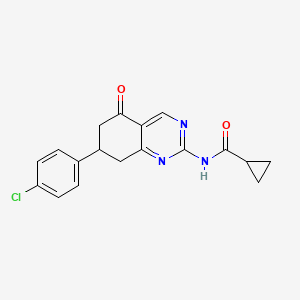molecular formula C18H16ClN3O2 B4238326 N-[7-(4-chlorophenyl)-5-oxo-5,6,7,8-tetrahydroquinazolin-2-yl]cyclopropanecarboxamide 