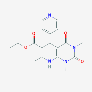 molecular formula C19H22N4O4 B4238469 Propan-2-yl 1,3,7-trimethyl-2,4-dioxo-5-(pyridin-4-yl)-1,2,3,4,5,8-hexahydropyrido[2,3-d]pyrimidine-6-carboxylate 