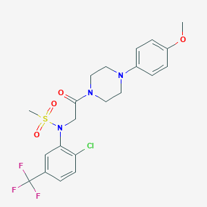 molecular formula C21H23ClF3N3O4S B423882 N-[2-chloro-5-(trifluoromethyl)phenyl]-N-[2-[4-(4-methoxyphenyl)piperazin-1-yl]-2-oxoethyl]methanesulfonamide 