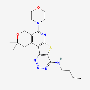 molecular formula C21H28N6O2S B4238922 N-butyl-4,4-dimethyl-8-morpholin-4-yl-5-oxa-11-thia-9,14,15,16-tetrazatetracyclo[8.7.0.02,7.012,17]heptadeca-1(10),2(7),8,12(17),13,15-hexaen-13-amine 