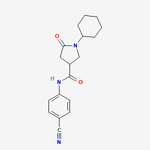 molecular formula C18H21N3O2 B4238952 N-(4-cyanophenyl)-1-cyclohexyl-5-oxopyrrolidine-3-carboxamide 