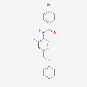 molecular formula C21H18BrNOS B423898 4-bromo-N-{2-methyl-4-[(phenylsulfanyl)methyl]phenyl}benzamide 