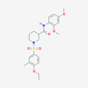 molecular formula C23H30N2O6S B4239160 N-(2,4-DIMETHOXYPHENYL)-1-(4-ETHOXY-3-METHYLBENZENESULFONYL)PIPERIDINE-3-CARBOXAMIDE 
