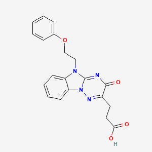 molecular formula C20H18N4O4 B4239172 3-[3-oxo-5-(2-phenoxyethyl)-3,5-dihydro[1,2,4]triazino[2,3-a][1,3]benzimidazol-2-yl]propanoic acid 