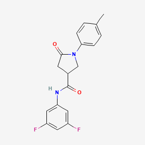 molecular formula C18H16F2N2O2 B4239197 N-(3,5-difluorophenyl)-1-(4-methylphenyl)-5-oxopyrrolidine-3-carboxamide 