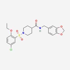 molecular formula C22H25ClN2O6S B4239288 N-[(2H-1,3-BENZODIOXOL-5-YL)METHYL]-1-(5-CHLORO-2-ETHOXYBENZENESULFONYL)PIPERIDINE-4-CARBOXAMIDE 