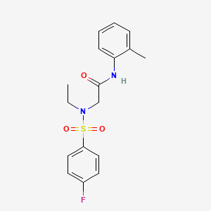 molecular formula C17H19FN2O3S B4239327 N~2~-ethyl-N~2~-[(4-fluorophenyl)sulfonyl]-N-(2-methylphenyl)glycinamide 