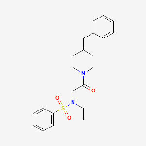 molecular formula C22H28N2O3S B4239410 N-[2-(4-benzylpiperidin-1-yl)-2-oxoethyl]-N-ethylbenzenesulfonamide 