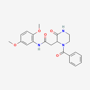 molecular formula C21H23N3O5 B4239654 N-(2,5-dimethoxyphenyl)-2-[3-oxo-1-(phenylcarbonyl)piperazin-2-yl]acetamide 
