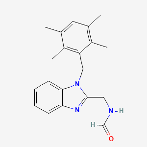 molecular formula C20H23N3O B4239693 N-[[1-[(2,3,5,6-tetramethylphenyl)methyl]benzimidazol-2-yl]methyl]formamide 