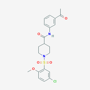 molecular formula C21H23ClN2O5S B4239927 N-(3-ACETYLPHENYL)-1-(5-CHLORO-2-METHOXYBENZENESULFONYL)PIPERIDINE-4-CARBOXAMIDE 