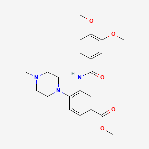 molecular formula C22H27N3O5 B4239990 METHYL 3-(3,4-DIMETHOXYBENZAMIDO)-4-(4-METHYLPIPERAZIN-1-YL)BENZOATE 