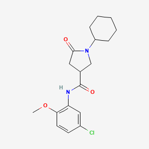 molecular formula C18H23ClN2O3 B4240024 N-(5-chloro-2-methoxyphenyl)-1-cyclohexyl-5-oxopyrrolidine-3-carboxamide 