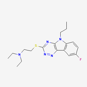 molecular formula C18H24FN5S B4240120 DIETHYL[2-({8-FLUORO-5-PROPYL-5H-[1,2,4]TRIAZINO[5,6-B]INDOL-3-YL}SULFANYL)ETHYL]AMINE 