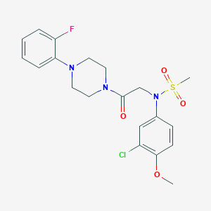 molecular formula C20H23ClFN3O4S B424015 N-(3-chloro-4-methoxyphenyl)-N-{2-[4-(2-fluorophenyl)-1-piperazinyl]-2-oxoethyl}methanesulfonamide 